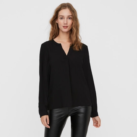 Vero Moda Tops - Vero Moda Elegant Black Blouse Long Sleeve Size L Business Casual Top